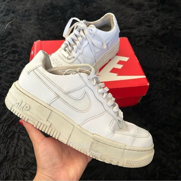 NIKE af1 Air Force one shadow white lace up platform shoes sneakers women’s 8.5 - Picture 2 of 9